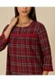 Women Burgundy Checked Nightgown - 2