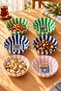 Set of 6 Metal Snack Bowls 10 cm Colorful Striped Sardine Patterned Nuts Breakfast Bowl - 3