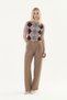 Coffee-Colored Palazzo Belted Fabric Trousers - 2