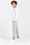 Kids Boy's White 100% Cotton Crew Neck Long Sleeve Basic T-Shirt - 2