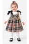 Plaid Velvet Gilet and Ribbed Badi Double Baby Girl Set - 2