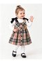 Plaid Velvet Gilet and Ribbed Badi Double Baby Girl Set - 5