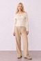 Ekru Off-Shoulder Gold Buckle Detail Tricot Blouse - 2