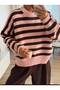 Striped Washable Oversized Fuzzy Women's Sweater - 3