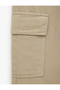 Cotton Pocketed Gabardine Cargo Pants with Elastic Waist and Laces - 4