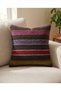 Black Background Striped Kilim Cushion Cover 45X45 cm Purple Fuchsia Retro Vintage Look - 3