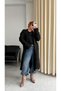 Premium Şardonlu 50% Wool Shawl Collar Long Cardigan - 3