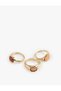 Oval Stone 3-Piece Ring Set - 3