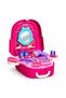 Kids Makeup Backpack Playset 23 PCS, 2 in 1 Pretend Beauty Salon Toy Kit with Mirror, Toy Hair Dryer, Comb, Brush, Nail Polish & Fashion Accessories, Portable Makeup Case for Girls Ages 3+ - 5