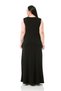 Plus Size Viscose Long Black Dress with Pearl Detail at the Collar and Pockets - 3