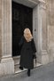 Women's Black Oversize Raglan Sleeve Long Trench Coat Pc4349-90 - 3