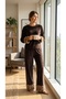 Women's Plus Size Plush Fur Cuffed Velvet Pajama Set Home Wear