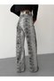 Women's Snake Pattern Printed Straight Cut Jean Trousers - 5