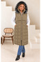 Women's Plus Size Removable Hooded Lined Inside with Detailed Front Piece and Pockets Winter Thick Long Puffer Vest 25061 - 6