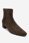 Maroby Green Suede Genuine Leather Women's Thick Heeled Boots - 5