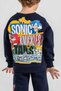 Patterned 100% Cotton 3 Thread Threaded Boys' Double Suit - 4