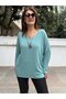 Women's Italian Wool Angora Sweater Water Green - 2