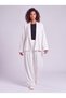 Women's White Modal Fabric Off-Shoulder Folded Cuff Loose-Fit Jacket - 3
