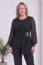 Women's Set Chiffon Sleeve Accessory Detailed Plus Size Burgundy, Black, Brown - 6