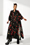 Red Rose Patterned Long Kimono - 7
