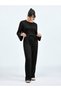 Black Round Neck Long Sleeve Wide Leg Cropped Top and Bottom Set