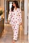 Cotton Buttoned Double Milan Pajama Set Pink Patterned