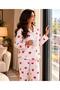 Cotton Buttoned Double Milan Pajama Set Pink Patterned - 2