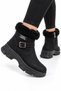 Women's nubuck ankle boot with faux fur lining, cold weather protection, and side buckle detail - black