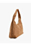 Knitted Textured Faux Suede Look Zippered Hobo Shoulder Bag - 3