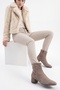 Richey Mink Suede Genuine Leather Women's Round Toe Thick Heeled Boots - 2