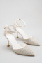 Stone-Embellished Ankle Strap Heeled Shoes - 3