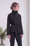 Women's Stand Collar Belted Buttoned Short Trench Denim Jacket Black, Brown, Khaki - 3