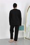 Women's Plus Size Long Sleeve Combed Cotton Pajama Set Black - 5