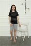 Girl's Combed Cotton Shorts Pajama Set Black