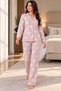 Cotton Buttoned Double Milan Pajama Set Pink Patterned - 3