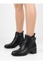 Women's Black Genuine Leather Thick Heeled Non-Slip Sole Daily Boots - 4