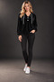 Velvet Texture, Hooded Style - Women's White Button Detailed Long Sleeve Hooded Velvet Blouse - 4