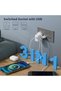 مقبس حائط مزدوج التبديل، منفذ طاقة كهربائي مع منافذ شحن USB C و USB A، تصميم مسطح - 4
