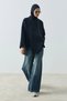 Elva Slit T-Shirt Navy Blue