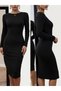 Women's long sleeve midi dress with lace detail at the back - imported crepe - 3