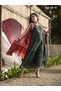 Forest green and rust layered dress - 2