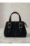 Women's Suede Look Mini Handbag – with Buckle and Zipper