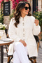 Women's Araboy Winter Angora Soft Stand Collar Stretchy Lycra Pocketed Buttoned Cardigan