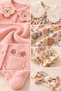 Baby Girl 2-Piece Long Sleeve Jumpsuit Set with 1 Velvet and 1 Cotton Detailed Floral Pattern - 3