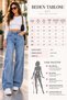 Sparkling Stones, Modern Cut - Women's High Waist Stone Detailed Pocketed Wide Leg Jean Denim Pants - 5