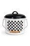 Enamel Bakraç 22 cm 5 Liter Black Checkered Lid Wooden Handle Milk and Yogurt Pot - 5