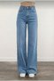 Lager Women's Light Snow Wash Blue Lycra Super High Waist Loose Jeans Palazzo Trousers