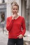 Red V-Neck Cuffed Sleeves Slim Glitter Casual Knitwear Sweater 65 65 - 3