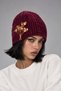 Love Bubbles Gold Sequin Heart Detailed Fleece Inside Women's Corduroy Beanie