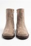 Women's Gold Zipper Detailed Flat Heeled Round Toe Ankle Boots - Verona - Mink Suede - 3